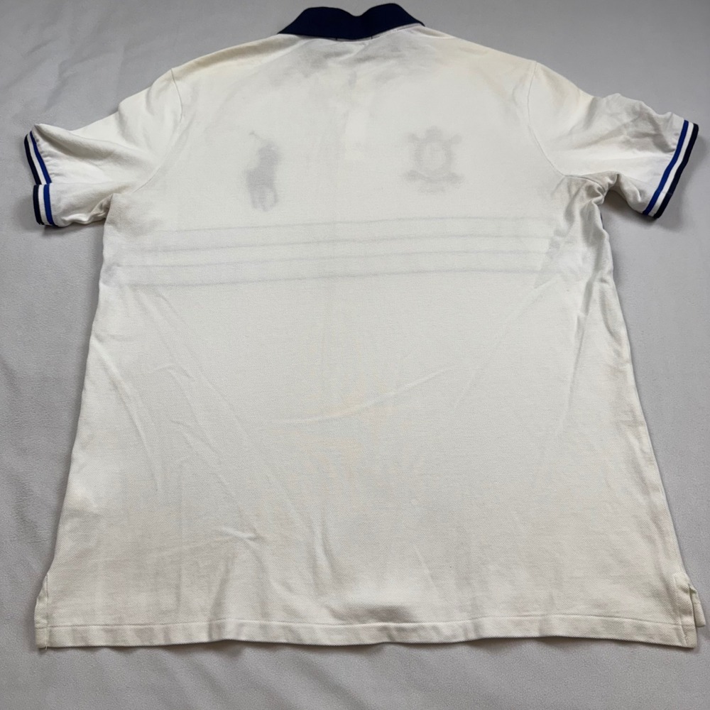 Polo Ralph Lauren Mens Classic Fit Big Pony Crest Stripe Polo Shirt White L - Picture 7 of 8